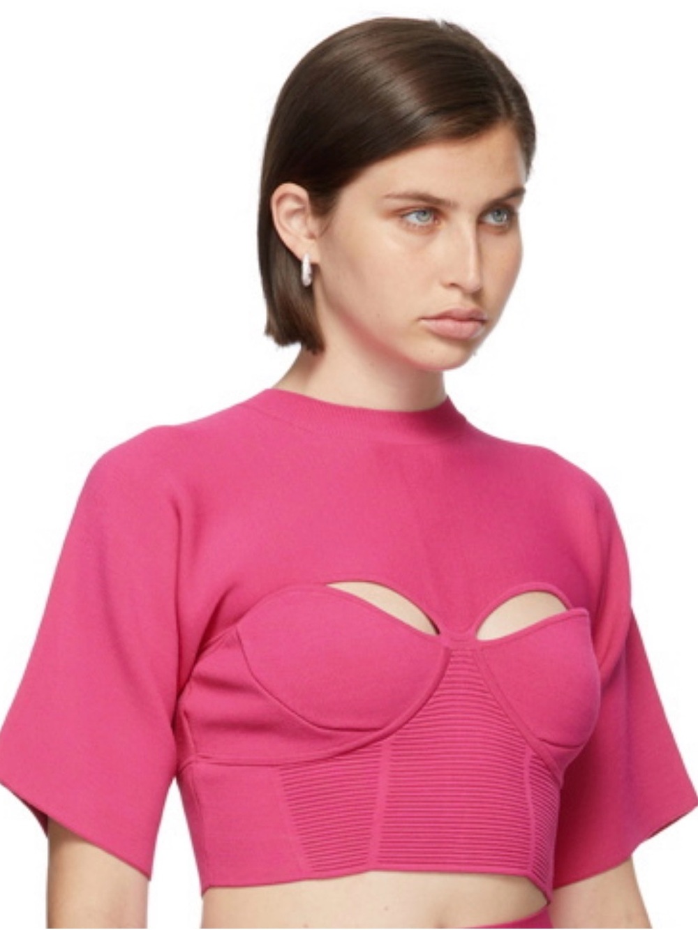 Herve Leger Hot Pink Cutout Bustier Crop Top